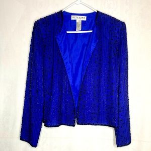 Vintage Niteline Blue Silk Sequin Top Large